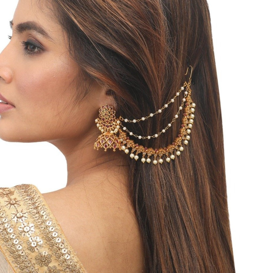 Antique Gold Plated Shaan Ear Chain 