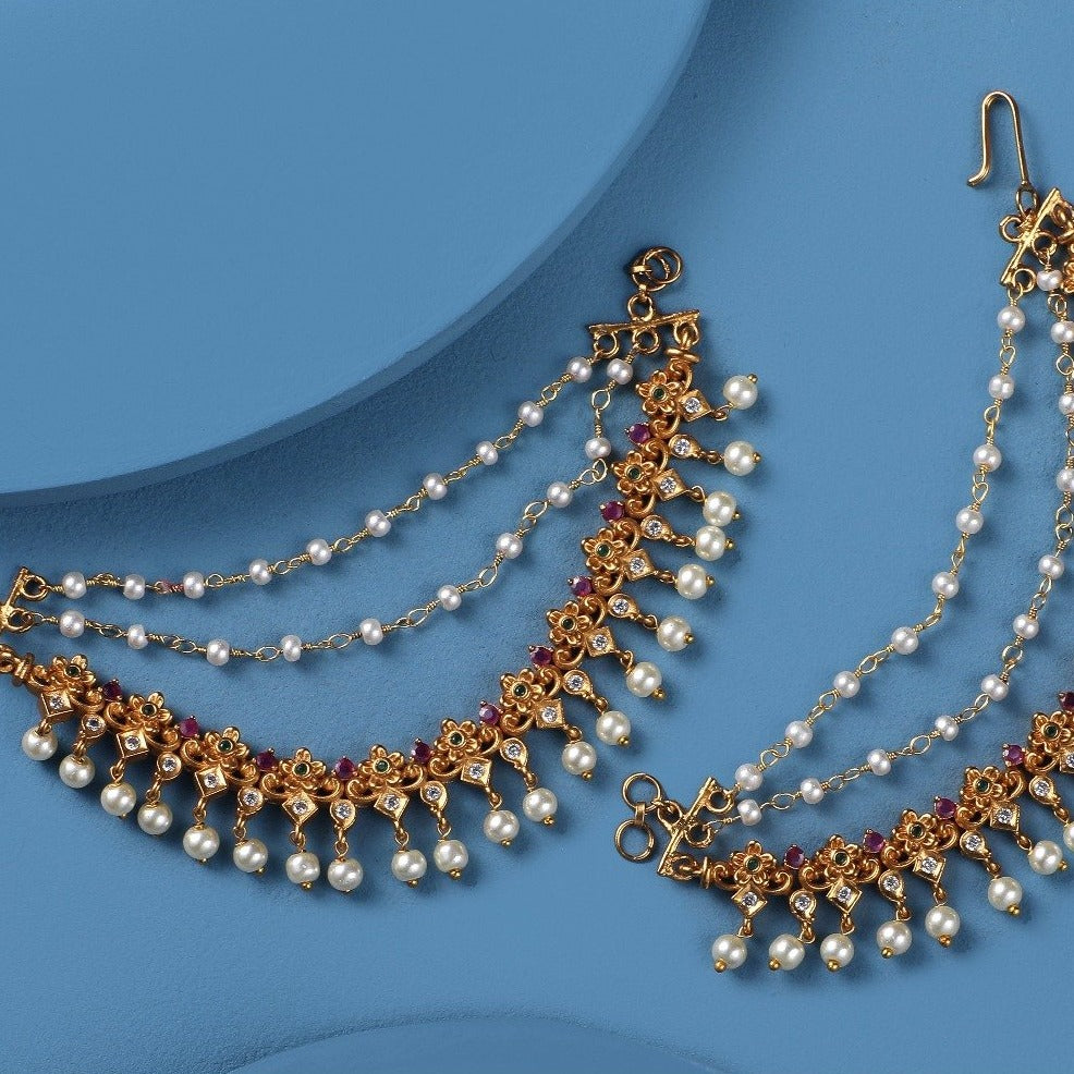 Antique Gold Plated Shaan Ear Chain 