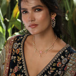 Jalaja Lotus Motifs Layered Pearl Necklace 