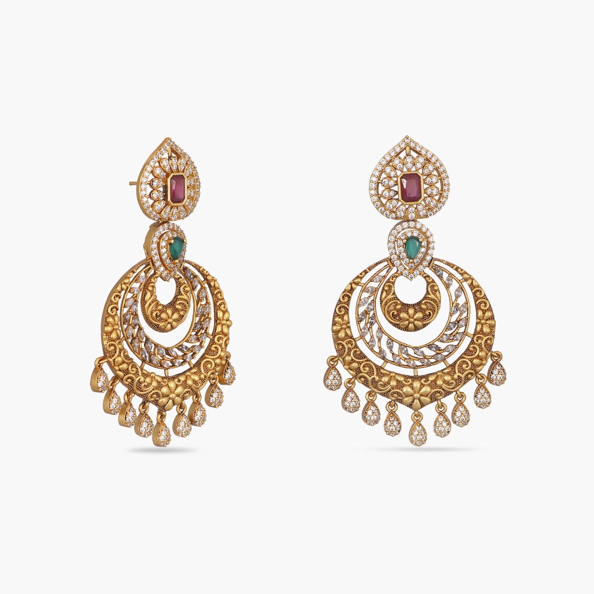 Haldi Mehandi Flower Jewellery Set with Bahubali Earrings – Saubhagyavati.in