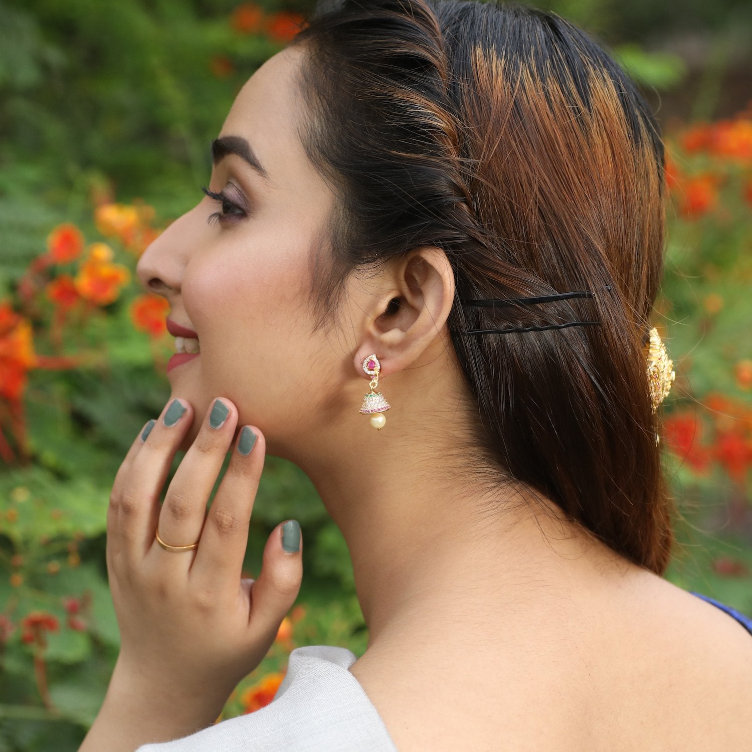 Dasmaya Nakshatra CZ Jhumka Earrings