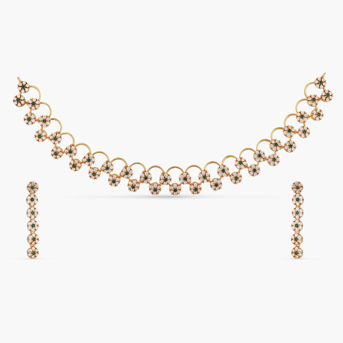Flowery Delicate CZ Necklace Set