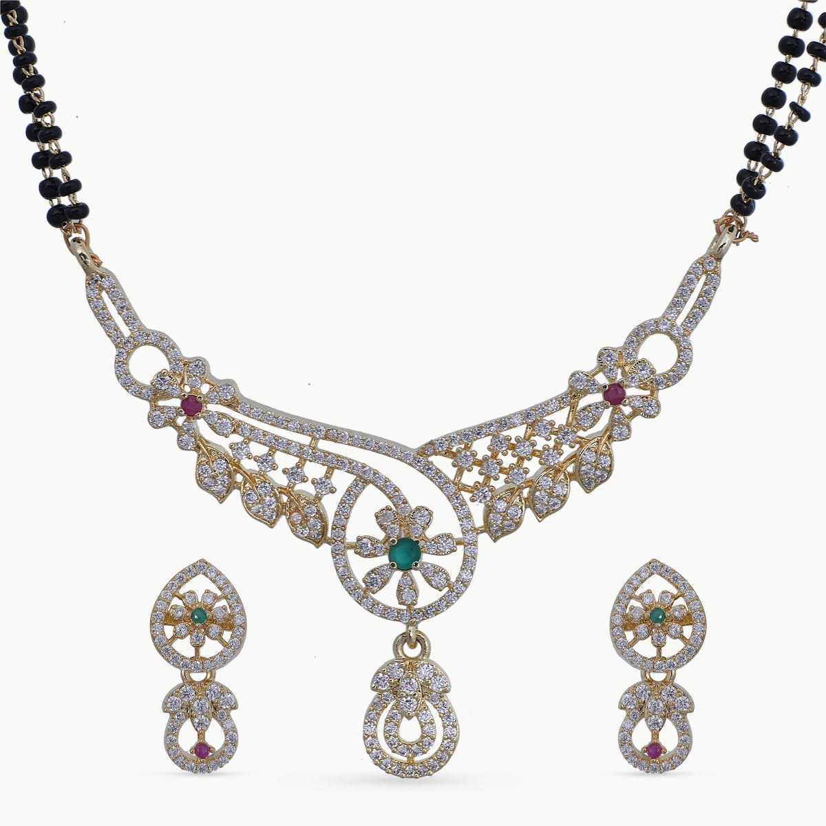 Misri Nakshatra CZ Black Beads Set